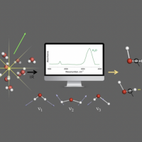 Computer surrounded by molecules