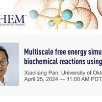 Text reads: "Multiscale free energy simulations of biochemical reactions using QMHub"
