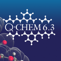 Q-Chem 6.3 logo over blue background with molecule